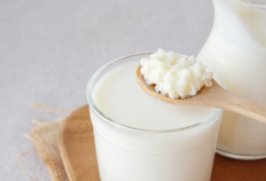 Kefir de leite caseiro cremoso e cheio de probióticos pronto em 24 horas