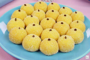 Brigadeiro de maracujá congelado em rolinhos que é refrescante e viciante demais